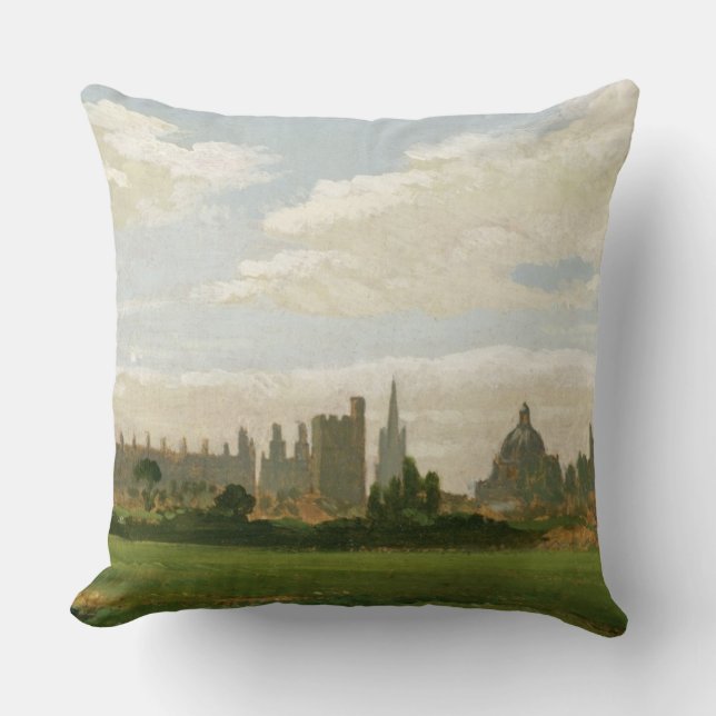A View of Oxford (oil on millboard) Throw Pillow (Front)