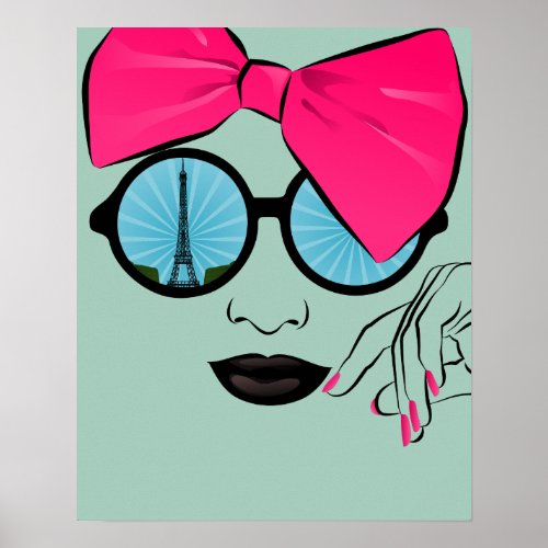 A View of Paris Oversized Bow Face Poster