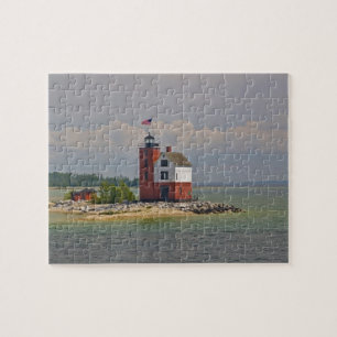 A view of Round Island Light Station. Jigsaw Puzzle