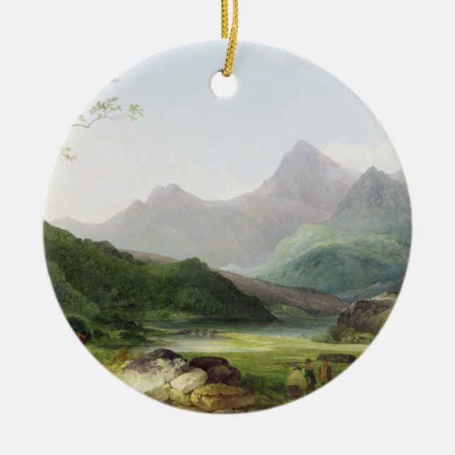 A View of Snowdon from Capel Curig, 1787 (oil on c Ceramic Ornament (Front)