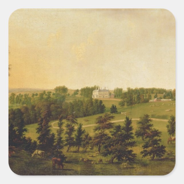 A View of Tapeley Park, Instow, North Devon Square Sticker (Front)