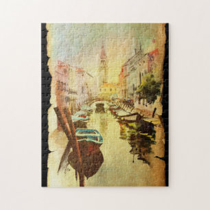 A View Of The Canal With Boats And Buildings Jigsaw Puzzle