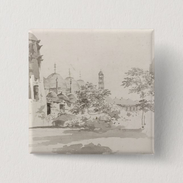 A View of the Cuttera Built by Jaffier Cawn at Mur Pinback Button (Front)