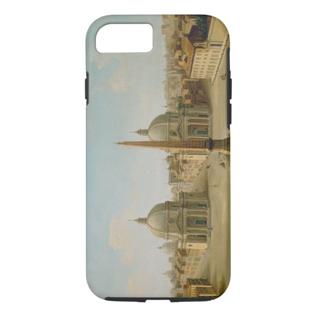 A View of the Piazza del Popolo (oil on canvas) Case-Mate iPhone Case (Back)