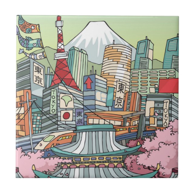 A View of Tokyo Ceramic Tile (Front)