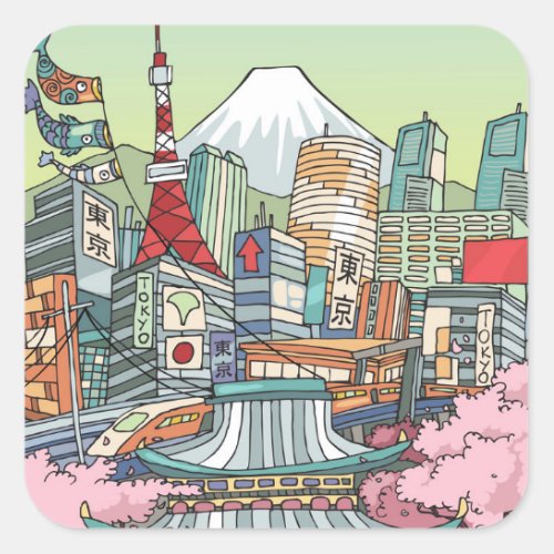 A View of Tokyo Square Sticker