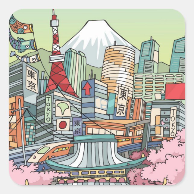 A View of Tokyo Square Sticker (Front)