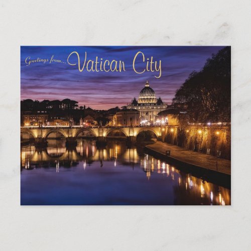 A View of Vatican City at Night Postcard
