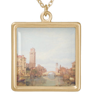 A View of Verona, 1848 (oil on canvas) Gold Plated Necklace