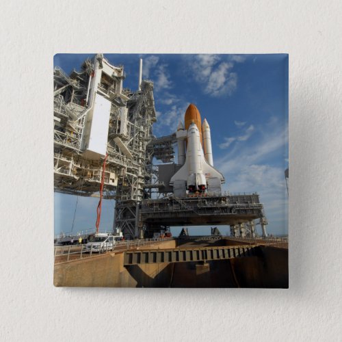 A view Space Shuttle Atlantis on Launch Pad 39A Pinback Button