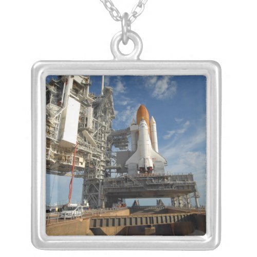 A view Space Shuttle Atlantis on Launch Pad 39A Silver Plated Necklace