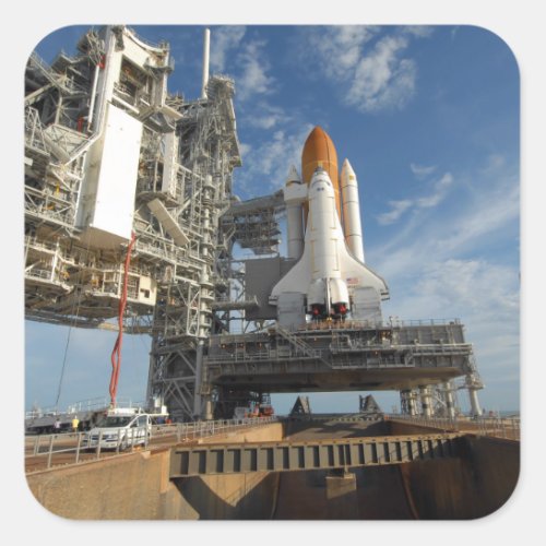 A view Space Shuttle Atlantis on Launch Pad 39A Square Sticker