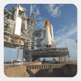 A view Space Shuttle Atlantis on Launch Pad 39A Square Sticker