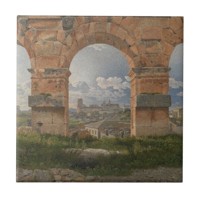 A View through Three Arches of the Colosseum Ceramic Tile (Front)
