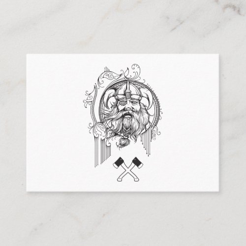 a viking and two mighty axes business card