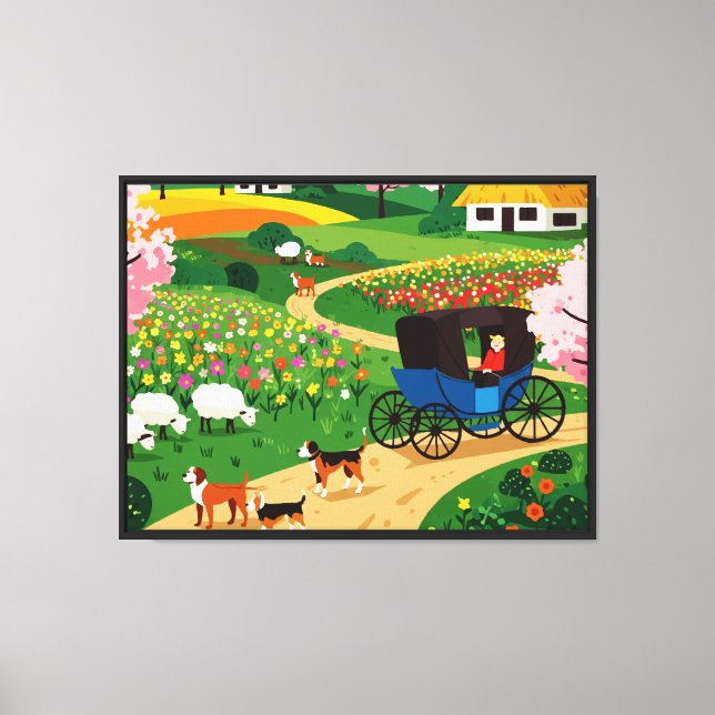 A village in the 19th century canvas print (Front)