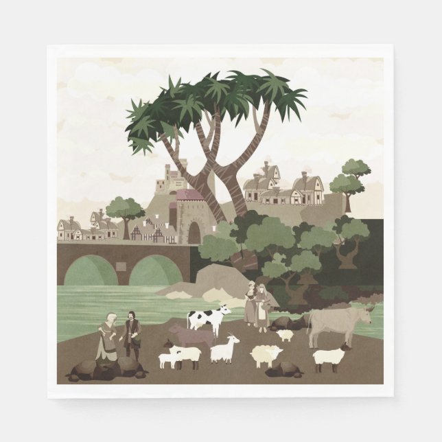 A village in the Middle Ages Napkins (Front)