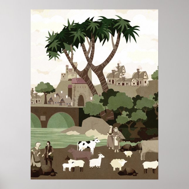 A village in the Middle Ages Poster (Front)