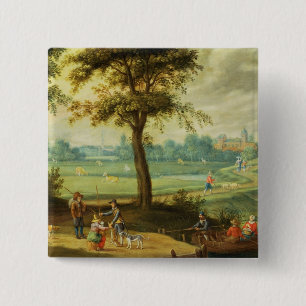 A Village Landscape by a River Button
