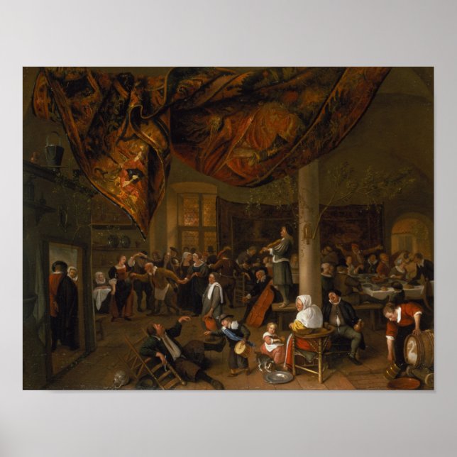 A Village Wedding Feast with Revellers Poster (Front)