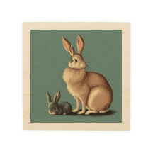 A Vintage Brown Rabbit and Grey Bunny