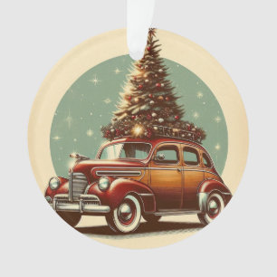 A vintage car Christmas tree Acrylic Ornament