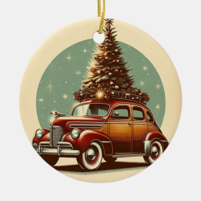 A vintage classic car Christmas tree Ornament (Front)