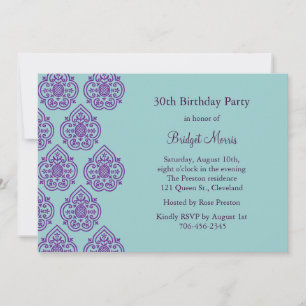 A Vintage Damask Birthday Invitation