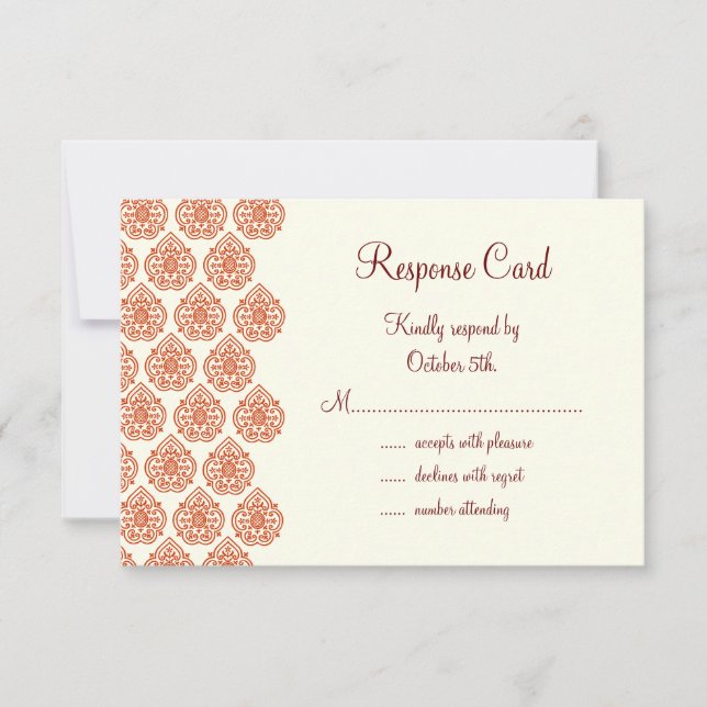 A Vintage Damask RSVP (orange) (Front)