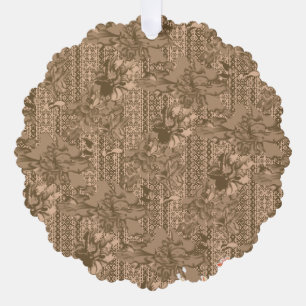 A vintage floral pattern with intricate brown desi ornament card
