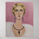 A vintage lady with gray eyes/Poster Poster<br><div class="desc">Original acrylic portrait painting on canvas of a stylized art deco lady. A very elegant and stylized lady beautifully dressed. The painting is done in soft gentle colors. A perfect addition to add to your boudoir, powder room or anywhere else you may find a place in your home to hand...</div>