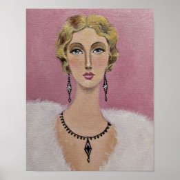 A vintage lady with gray eyes/Poster Poster