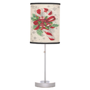 A Vintage Merry Christmas Candy Cane Table Lamp
