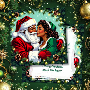 A Vintage Mr and Mrs Claus Personalized Christmas Holiday Card