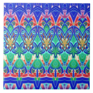 A vintage multicolor horizontal pattern ceramic tile
