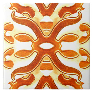 A vintage orange white classic trendy design ceramic tile