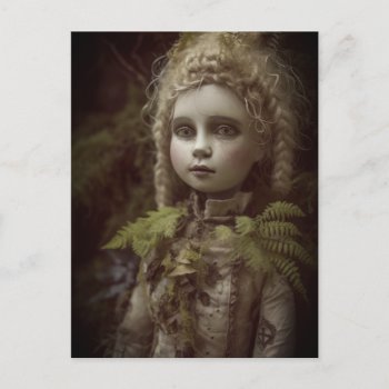 A Vintage Porcelain Doll Was Lost In The Forest  Postcard by angelandspot at Zazzle