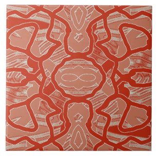 A vintage red color classic pattern  ceramic tile