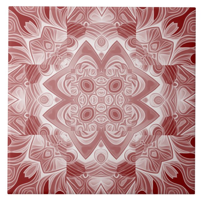 A vintage red & white classic pattern    ceramic tile (Front)