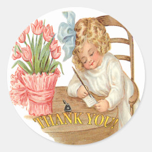 A Vintage Thank You Note Classic Round Sticker