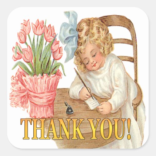 A Vintage Thank You Note Square Sticker