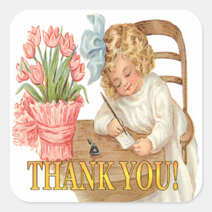A Vintage Thank You Note Square Sticker