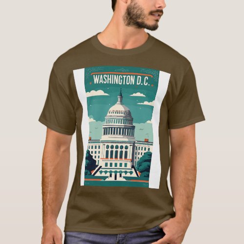 A Vintage Travel Art of Washington DC US TShirt 7