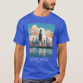 A Vintage Travel Illustration of Chicago Illinois T-Shirt