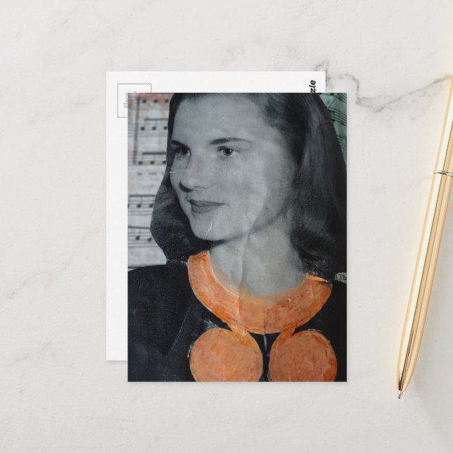 A Vintage Woman Collage Postcard (Front/Back In Situ)