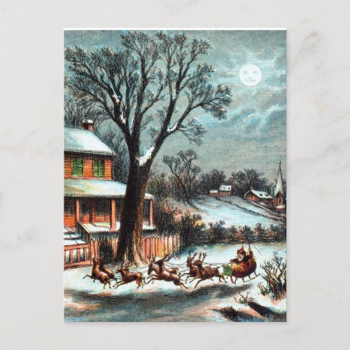 A Visit from Saint Nicholas vintage Christmas Holiday Postcard