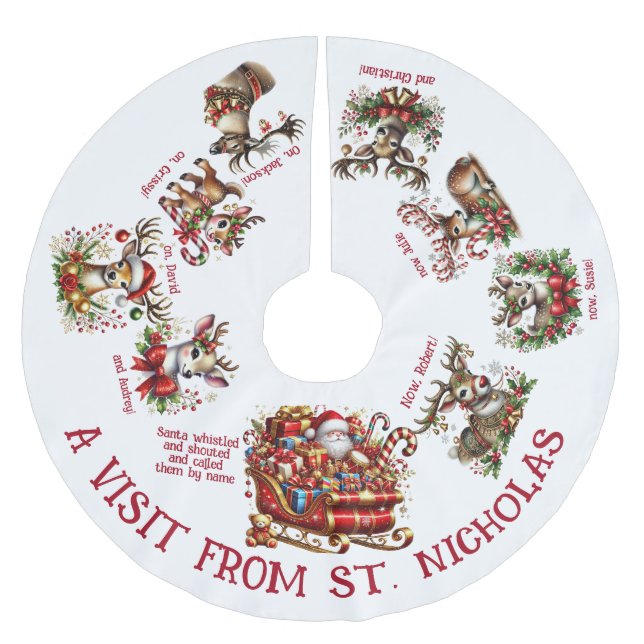 A Visit From St. Nicholas Brushed Polyester Tree Skirt (Front)