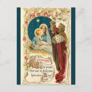 A Visit From the Three Wise Men Christmas Postcard