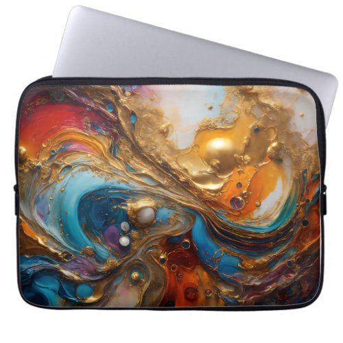 A Vivid Abstract Masterpiece in Oil and Water Ado Laptop Sleeve
