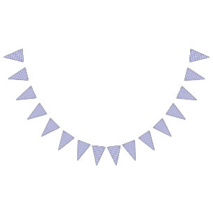 A vivid blue sky with scattered white clouds. bunting flags